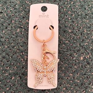 Mint Sparkling Gold Butterfly Key Holder